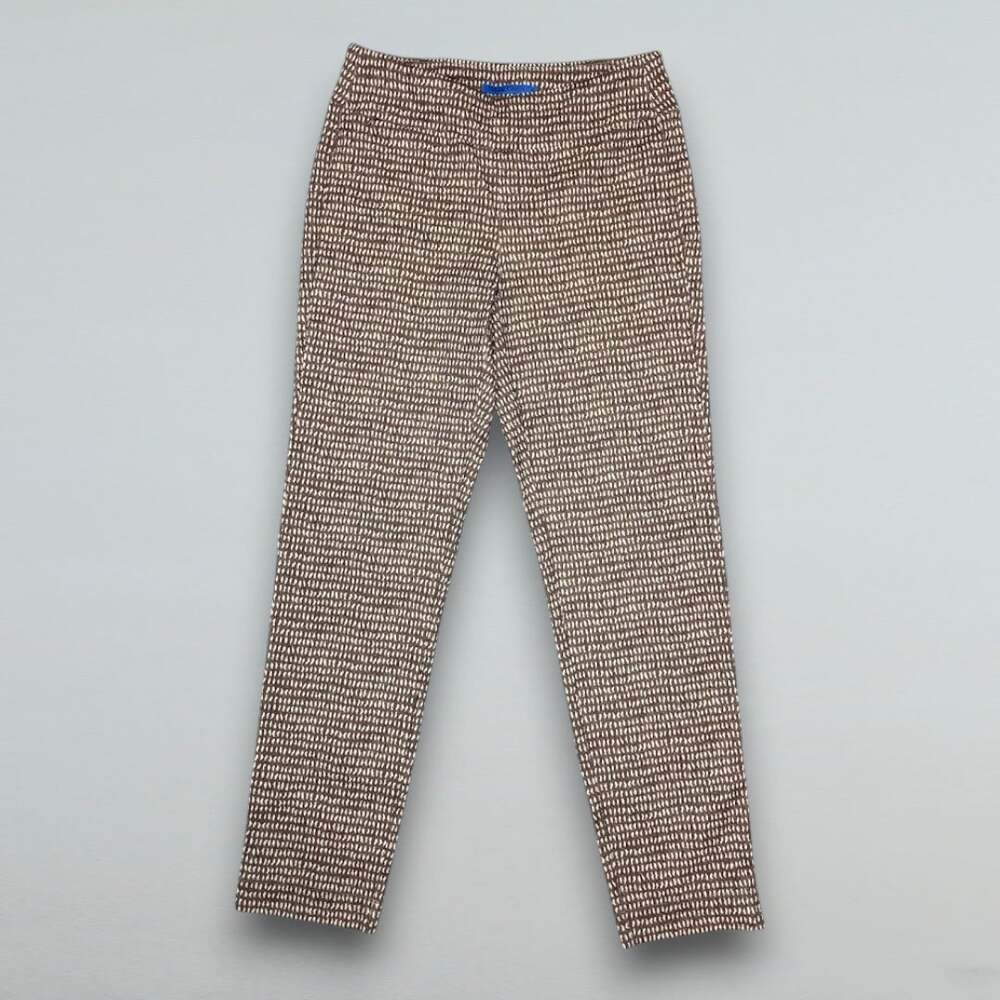 Printed Ankle Pants Hidden Zip Pocket Stretch Pull On XS